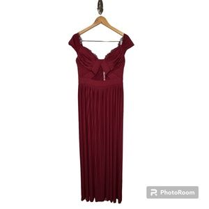 ASOS Fuller Bust Lace and Pleat Bardot Maxi Dress 8